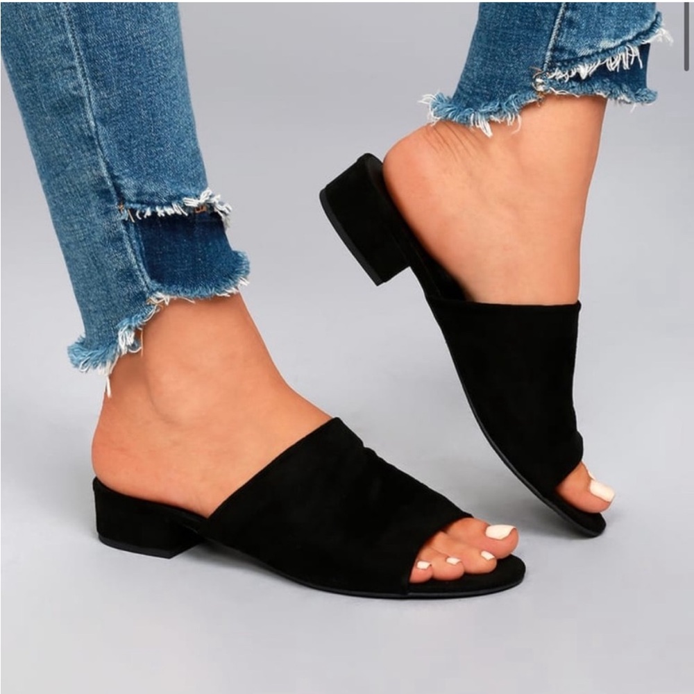 Black Suede Mules